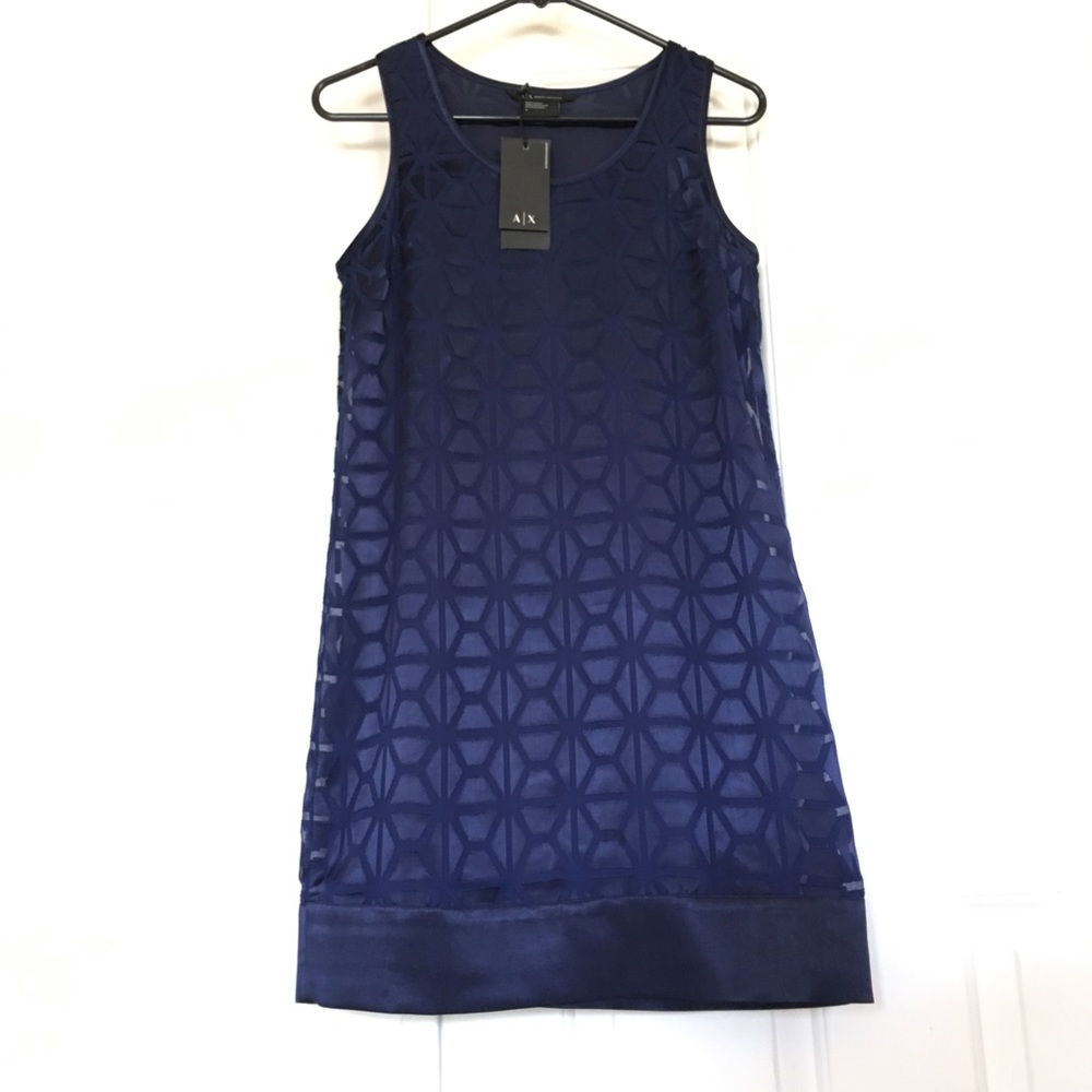 Armani Exchange Sleeveless Shift Dress, Space Blue